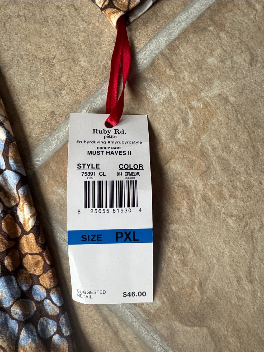 Ruby Rd petite Animal Print Turtleneck Tunic in Browns & Blue size PXL - Picture 3 of 6